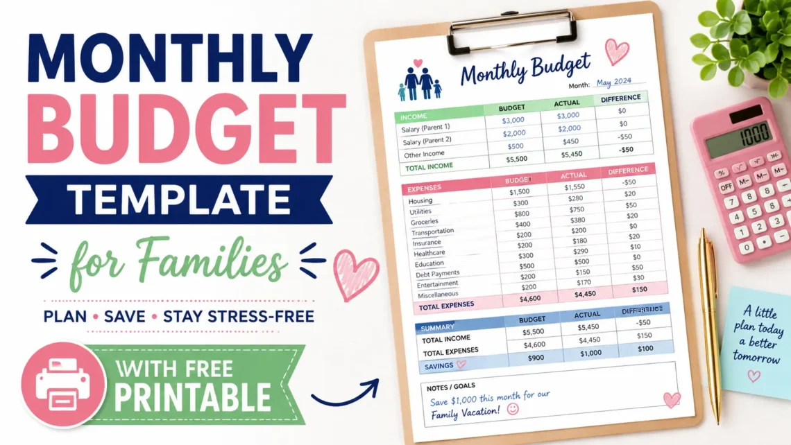 Monthly Budget Template for Families (with Free Printable)