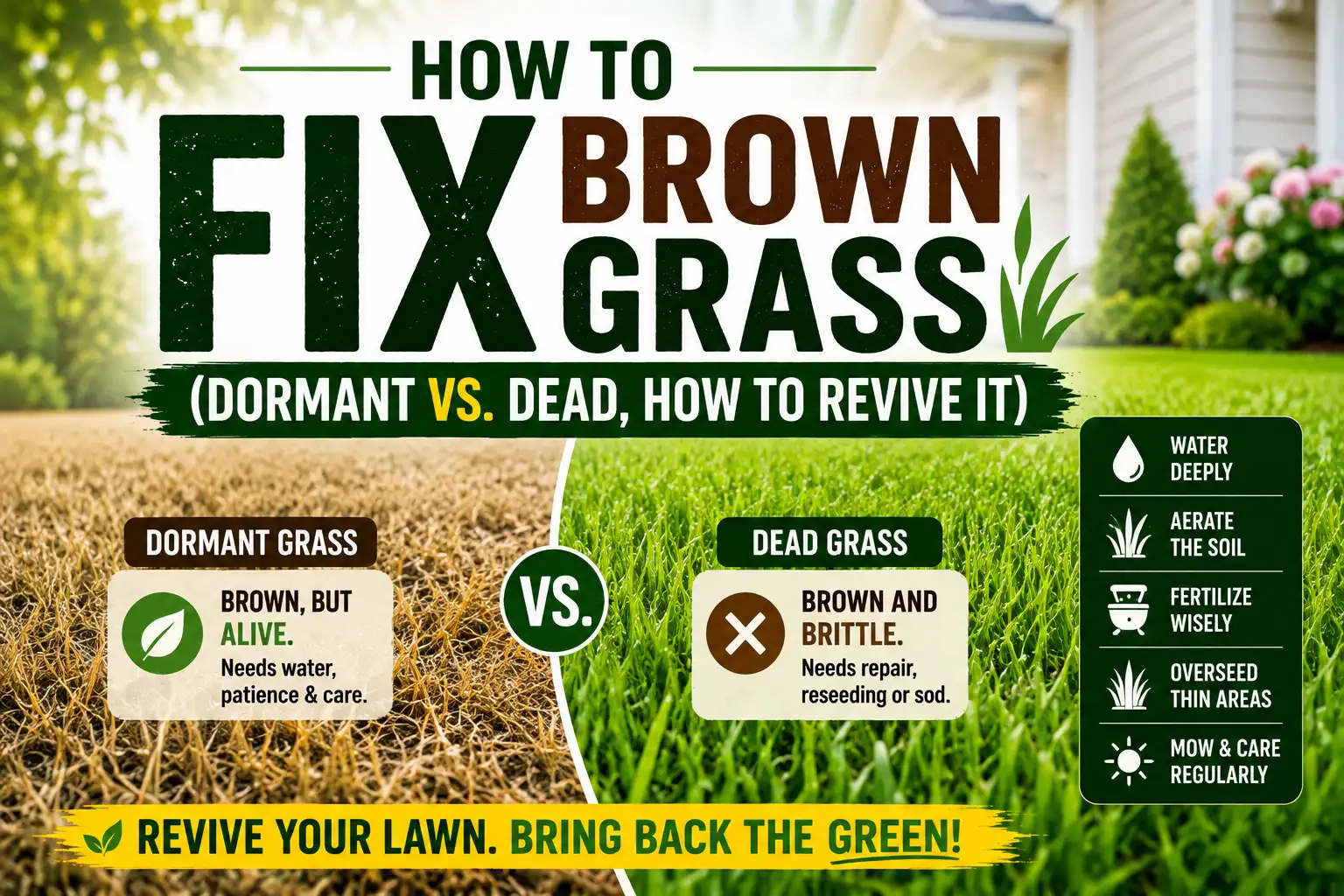 How to Fix Brown Grass (Dormant vs. Dead, How to Revive It)